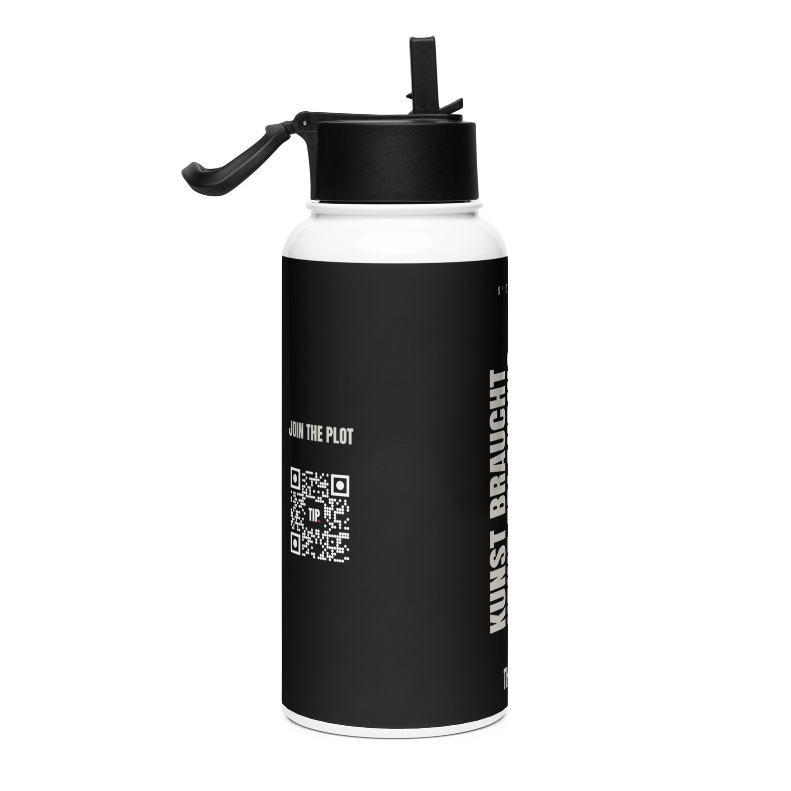 Kunst braucht keine Erlaubnis. Nur Augen. | Water Bottle – Black - Imagen 4